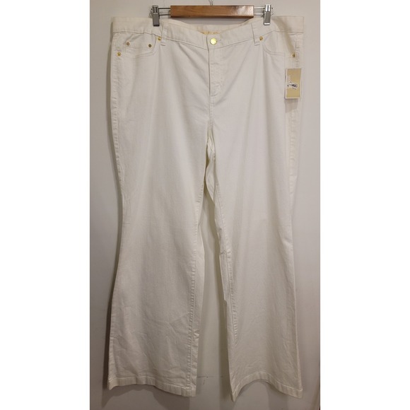 Michael Kors Womens Jeans Plus Size 20W High Rise Flare White Denim Tall NWT$135 - Picture 1 of 9